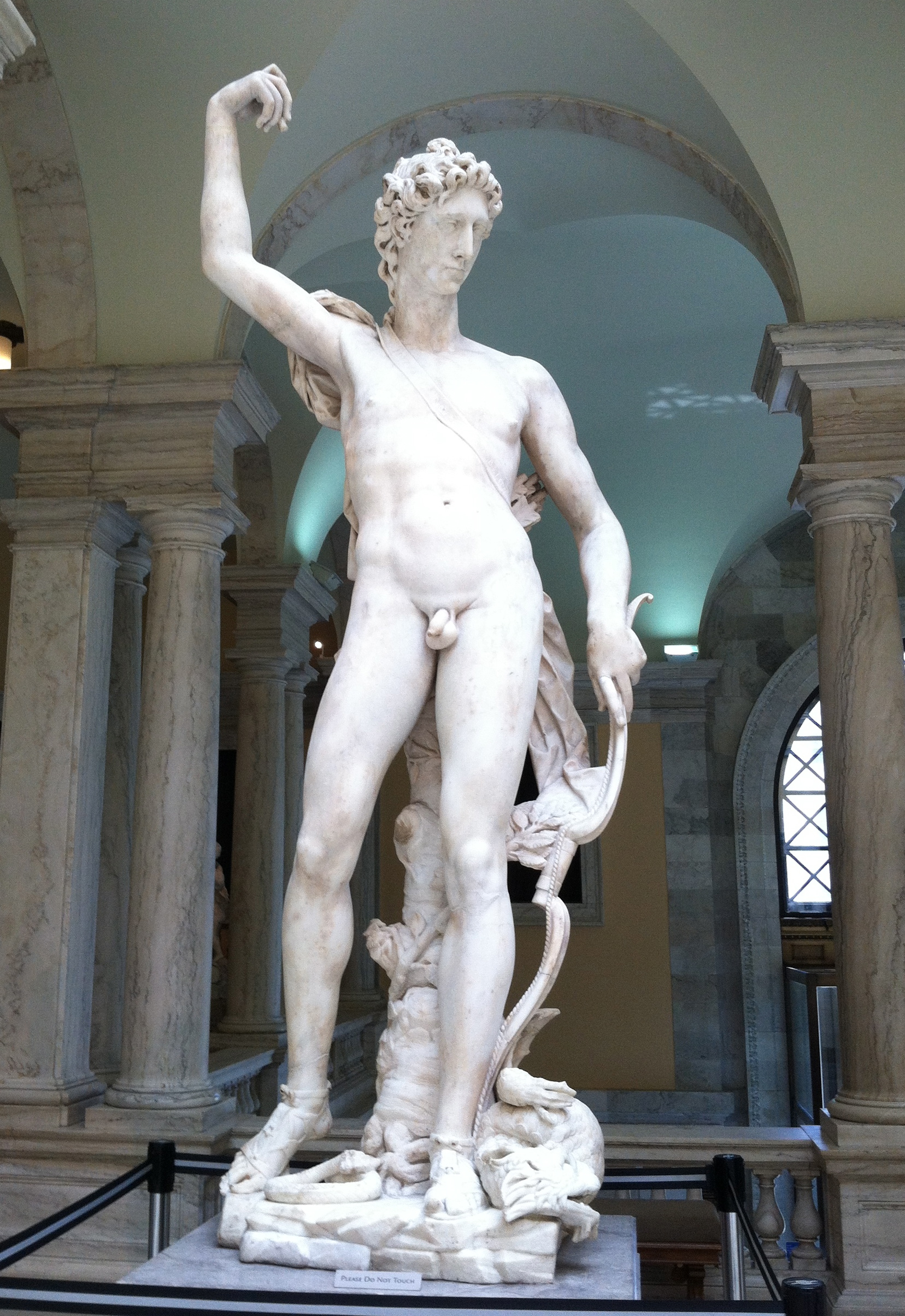 Statue of Greek god Apollo on display in the Walters Art Museum.